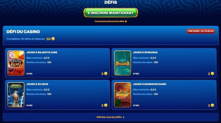 Spins Of Glory casino défis